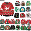 Pull De Noël Moche Drôle - Sweat-shirt 3D Père Noël Et Rennes - Unisexe - Pour Fêtes Et Concours - 9