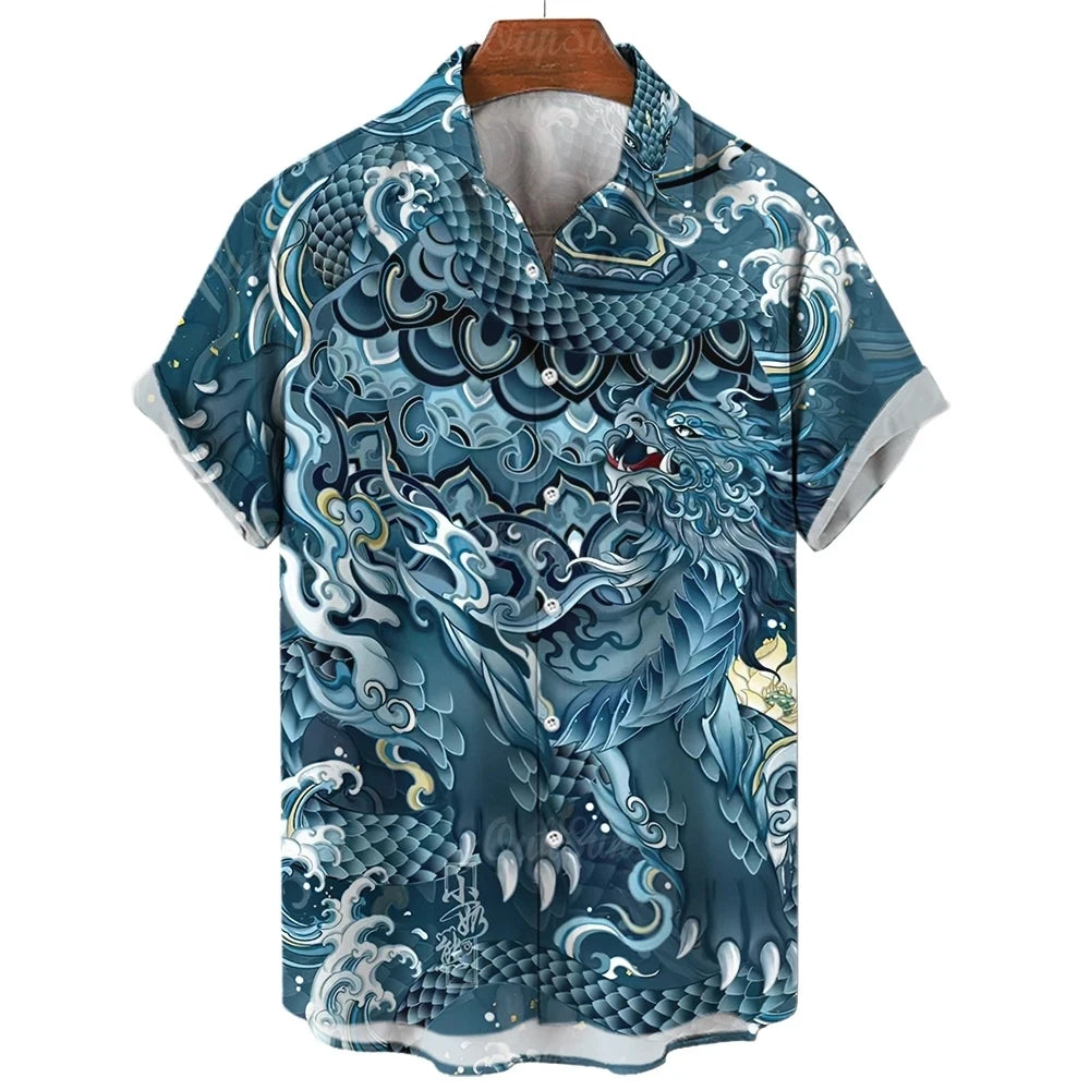 Chemise bleu dragon sale