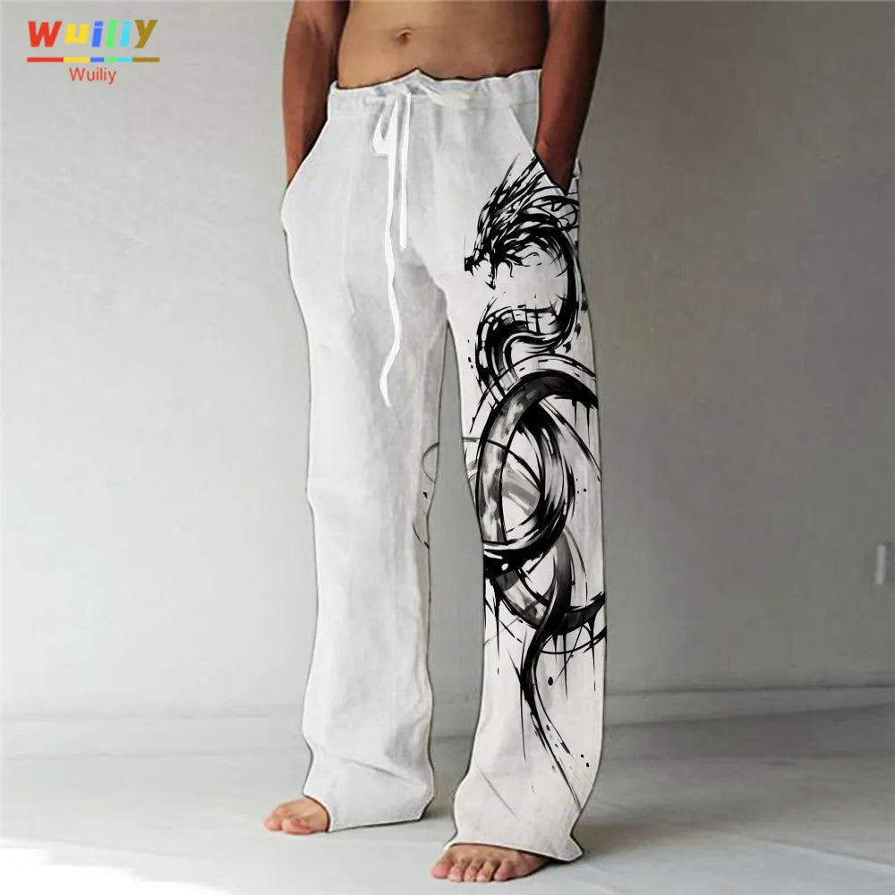 Pantalon Jean Homme Kacho Fugetsu - Broderie Dragon Et Tigre Japonais, Taille 30 - Occasion Très Bon état