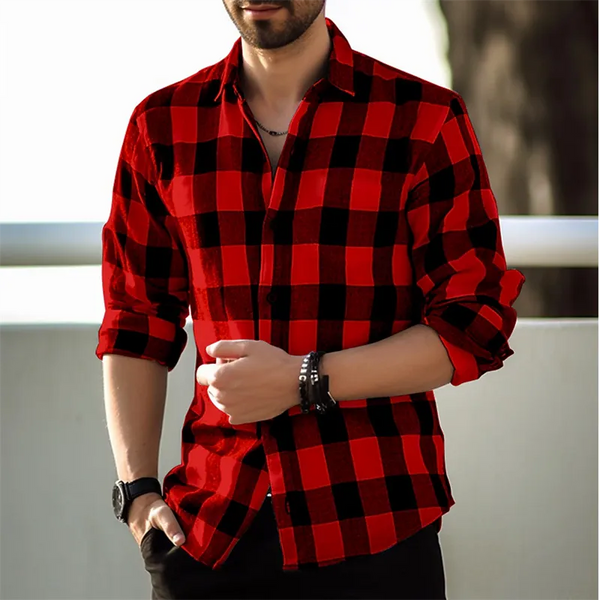 Chemise à Carreaux En Flanelle Pour Homme – Manches Longues, Coupe Droite, Confort Hiver, Style Bûcheron Décontracté - 3